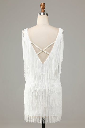 Pen V-hals Cross Back Mini Cocktailkjole med dusk